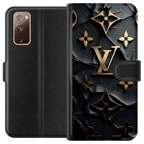 Samsung Galaxy S20 FE Tegnebogsetui Louis Vuitton Mørk Tilstand Design Sort Luksus Stil Mode Populær Grafisk Mønster Modeikon Luksusmærke