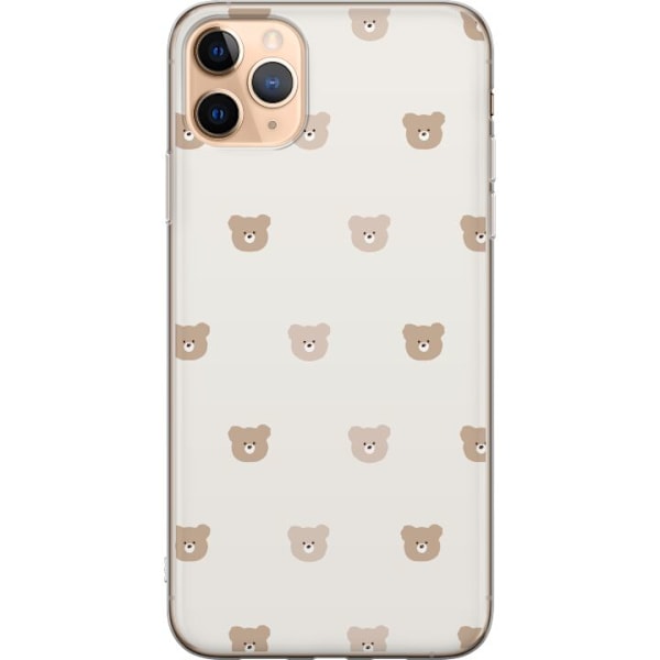 Apple iPhone 11 Pro Max Läpinäkyvä kuori Teddy-tausta - söpöt teddykarhut pehmeällä taustalla