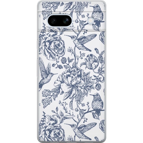 Google Pixel 7a Läpinäkyvä kuori Kukat & Linnut - Romanttin