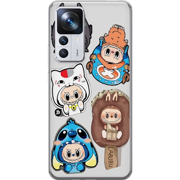 Xiaomi 12T Pro Läpinäkyvä kuori Labubu hahmokokoelma - Pop Mart Labubu The Monsters väriluulisessa muotoilussa