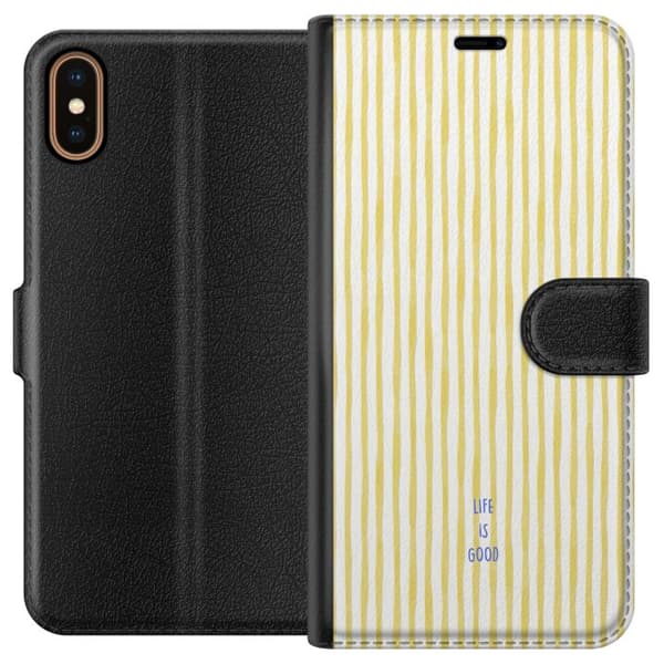 Kompatibel Tegnebogsetui til Apple iPhone X Life Is Good gul