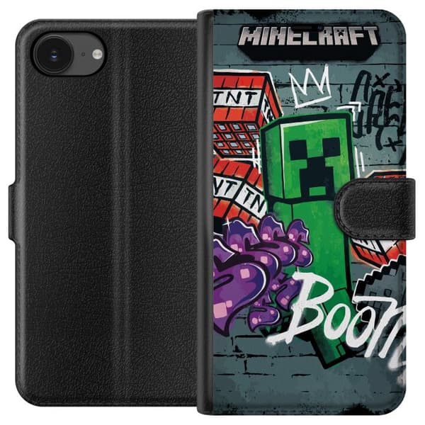 Kompatibel Tegnebogsetui til Apple iPhone 17e Grøn blokfigur med dynamit, graffiti-detaljer og mørk urban baggrund grøn