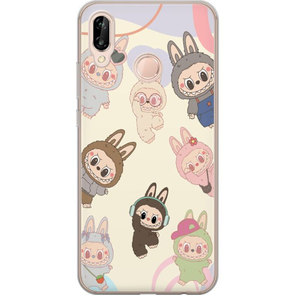 Huawei P20 lite Läpinäkyvä kuori Labubu Pop Mart Kokoelma Motiivi Figuuri Kokoelma Suunnittelu Suosittu Taidelelu Pop Mart Luova Graafinen