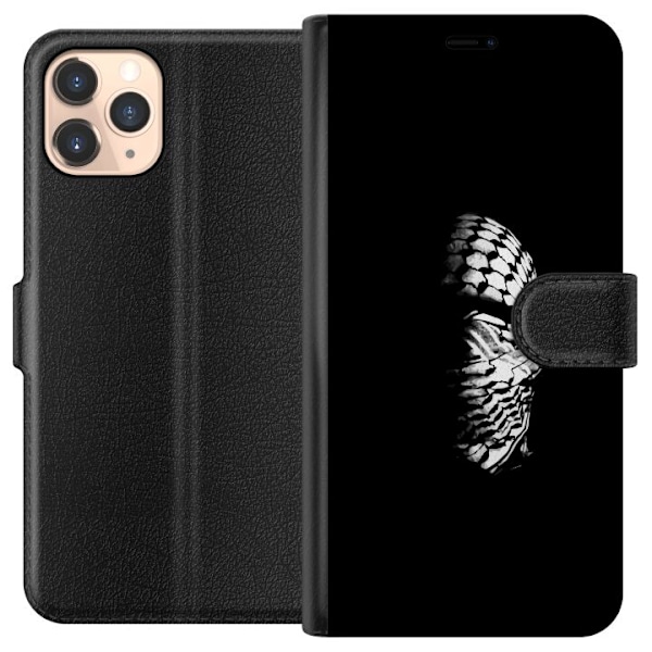 Apple iPhone 11 Pro Tegnebogsetui Keffiyeh-mønster - klassisk sort-hvid palæstinensisk tørklæde med kulturel betydning