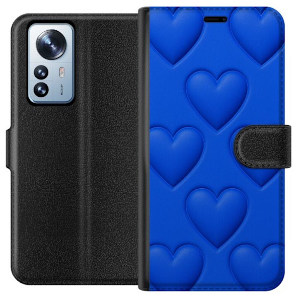 Xiaomi 12 Pro Lompakkokotelo Siniset Sydämet