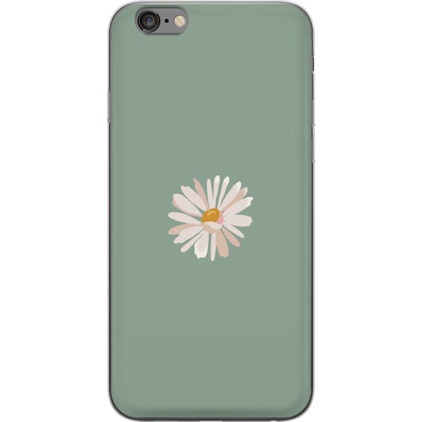 Apple iPhone 6 Plus Genomskinligt Skal Grön Minimalblomma – stilren blomma på grön bakgrund