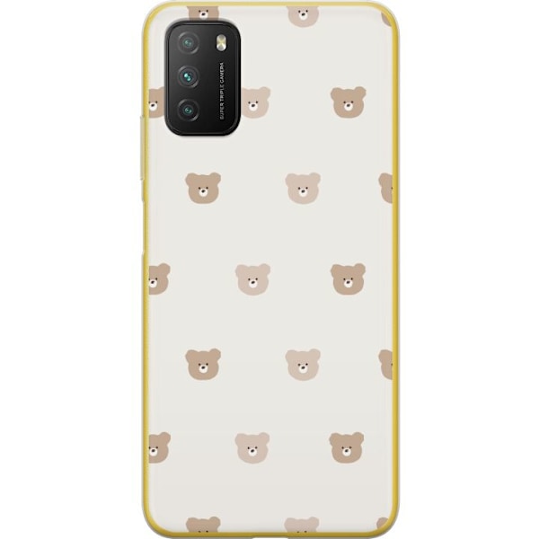 Xiaomi Poco M3  Läpinäkyvä kuori Teddy-tausta - söpöt teddykarhut pehmeällä taustalla