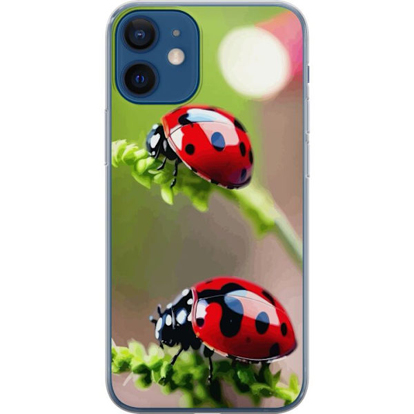 Apple iPhone 12 mini Gennemsigtig cover Ladybug Insekt Held Symbol Naturlig Motiv Populær Grafisk Motiv Dekoration Sommer Tur