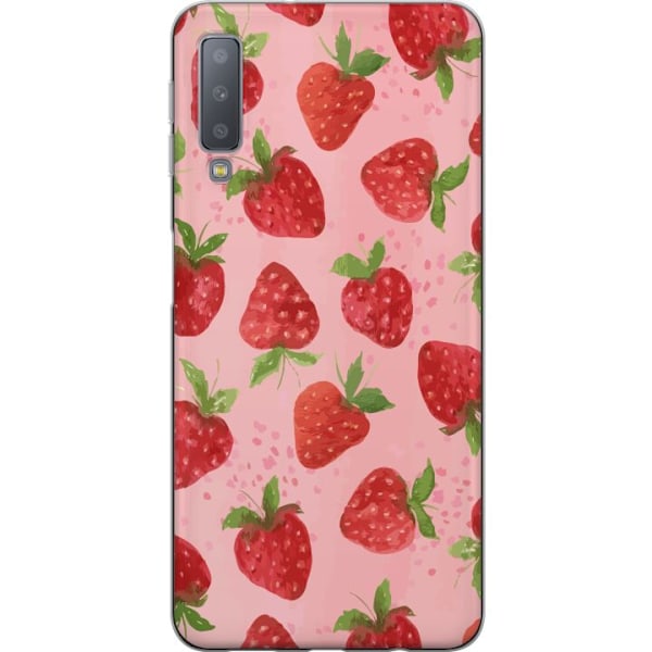 Samsung Galaxy A7 (2018) Genomskinligt Skal Strawberry Dreams – jordgubbsmönster i retrostil