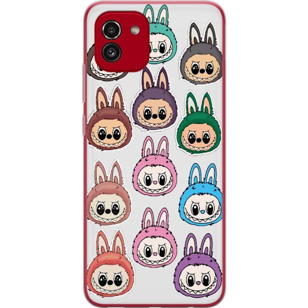 Samsung Galaxy A03 Gennemsigtig cover Labubu Macaron Monster - Nuttet Samlefigur med Stil