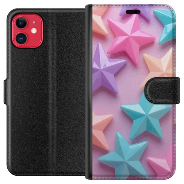 Kompatibel Tegnebogsetui til Apple iPhone 11 Pastelfarvede stjerner i blødt design
