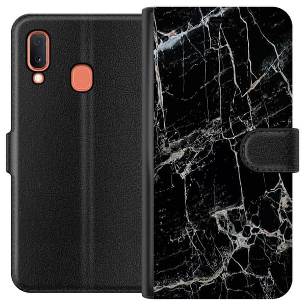 Kompatibel Tegnebogsetui til Samsung Galaxy A20e Svart Marmor