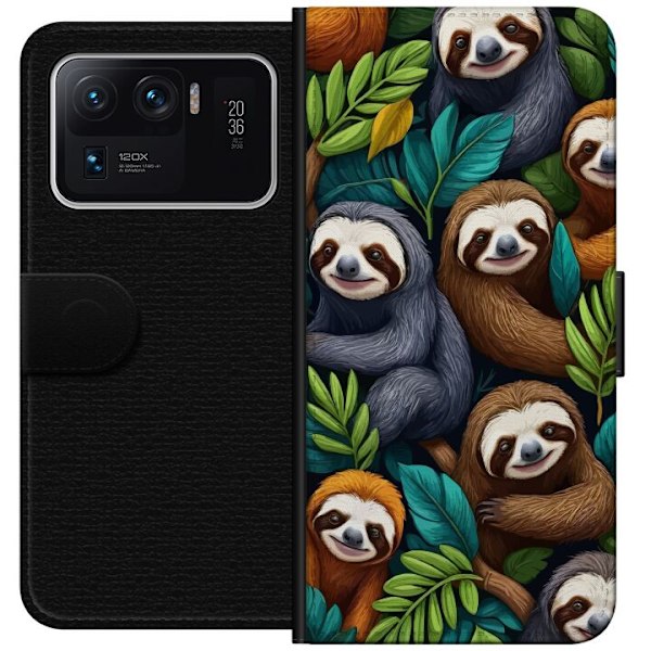 Xiaomi Mi 11 Ultra Tegnebogsetui Sengångarstil - afslappet motiv med sød dovendyr