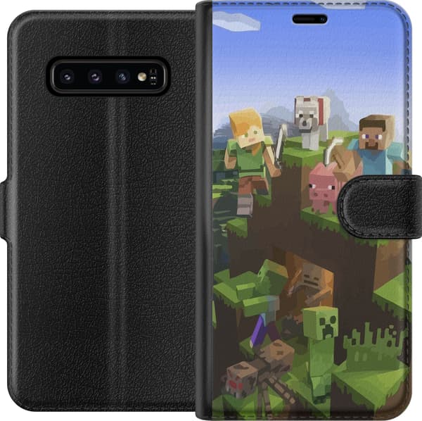 Kompatibel Tegnebogsetui til Samsung Galaxy S10 MineCraft