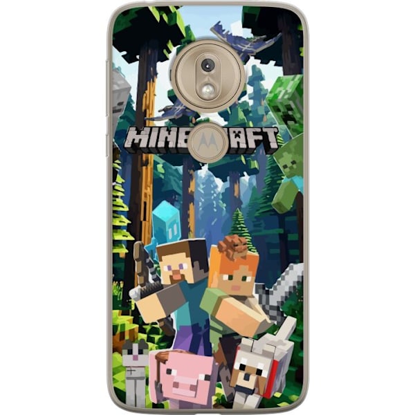 Motorola Moto G7 Play Läpinäkyvä kuori Minecraft-matkapuhelinkotelo metsällä ja pikselityylisillä hahmoilla