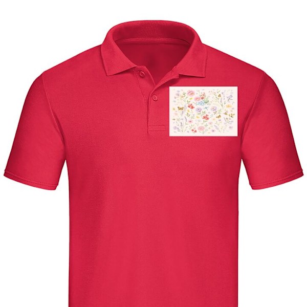Poloshirt til Voksen | Elegant Poloshirt Blomster Rød X-Large