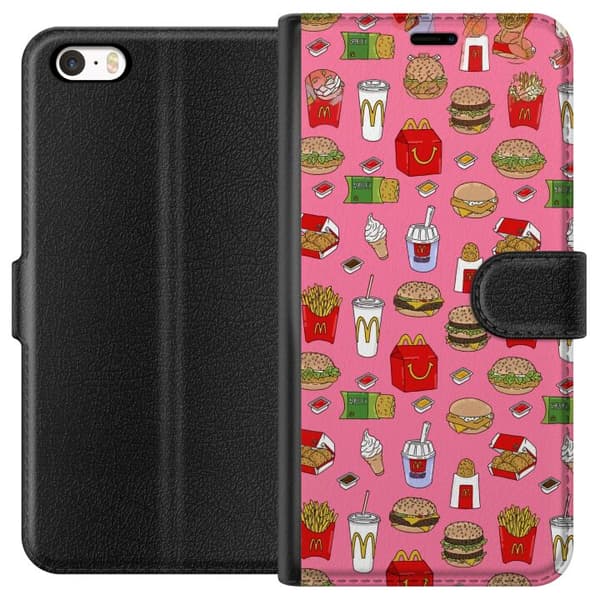 Kompatibelt Plånboksfodral till Apple iPhone 5 Fastfood rosa
