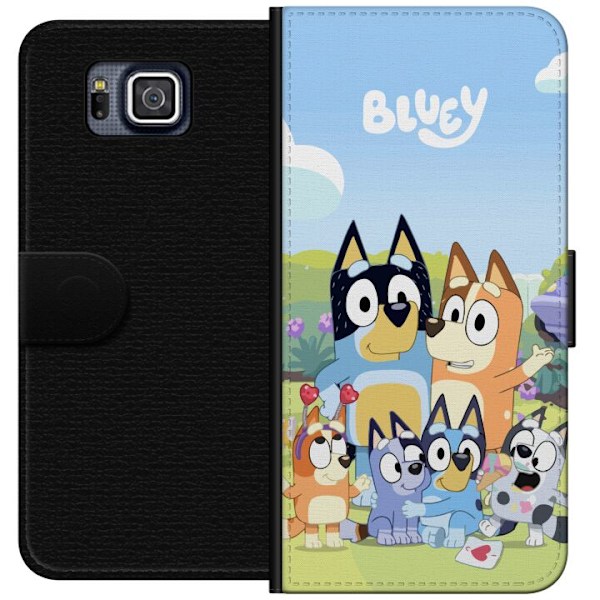 Samsung Galaxy Alpha Plånboksfodral Bluey mobilskal med hela familjen i färgglad design