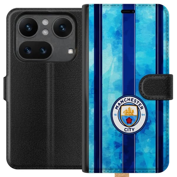 Kompatibel Tegnebogsetui til Nothing Phone (4a) Stort cirkelformet fodboldemblem mod lyseblå og mørkeblå lodrette striber med subtil tekstur blå