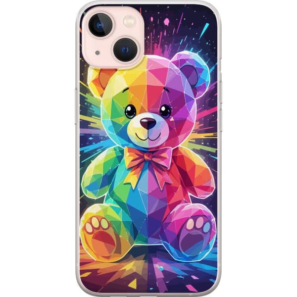 Kompatibelt Mobildeksel til Apple iPhone 13 mini Regnbuefarget geometrisk teddybjørn i prismeformet neonlys