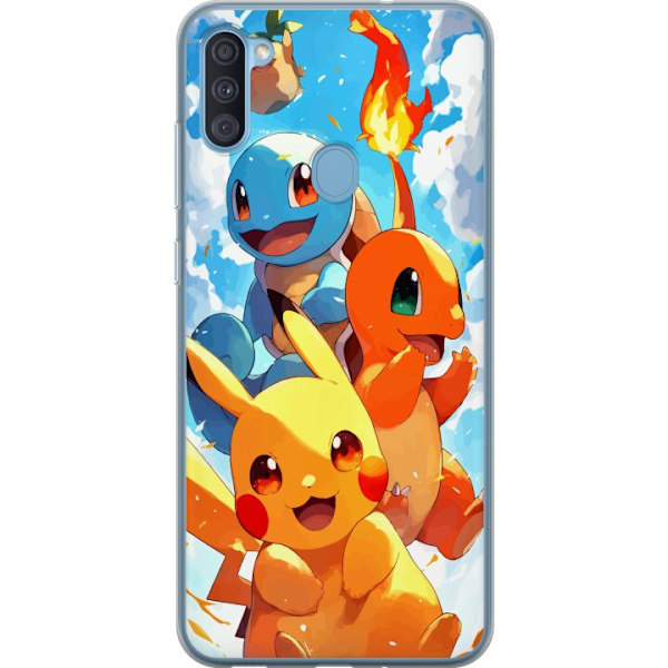 Samsung Galaxy A11 Läpinäkyvä kuori Pocket Creatures - innoittanut Pokémonista mainitsematta nimeä