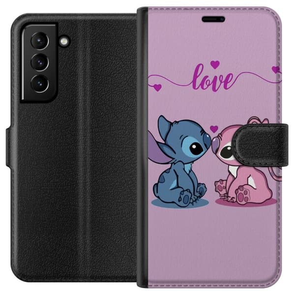 Kompatibel Tegnebogsetui til Samsung Galaxy S21+ 5G Lilo & Stitch – Angel Edition