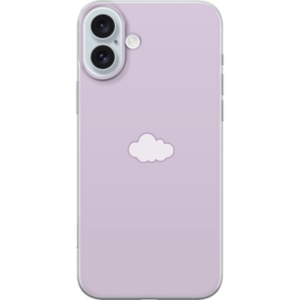 Apple iPhone 16 Plus Genomskinligt Skal Lila Moln – minimalistiskt moln på lila bakgrund