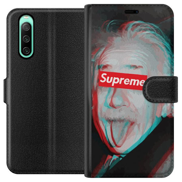Sony Xperia 10 IV Lompakkokotelo Supreme Albert Einstein 3D Motiivi Katumuoti Suunnittelu Suosittu Tiede Ikoni Kaupunkitaide
