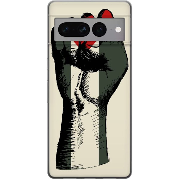 Google Pixel 7 Pro Läpinäkyvä kuori Käsi sidottu Palestinan väreihin - voimakas symboli vapausliikkeelle