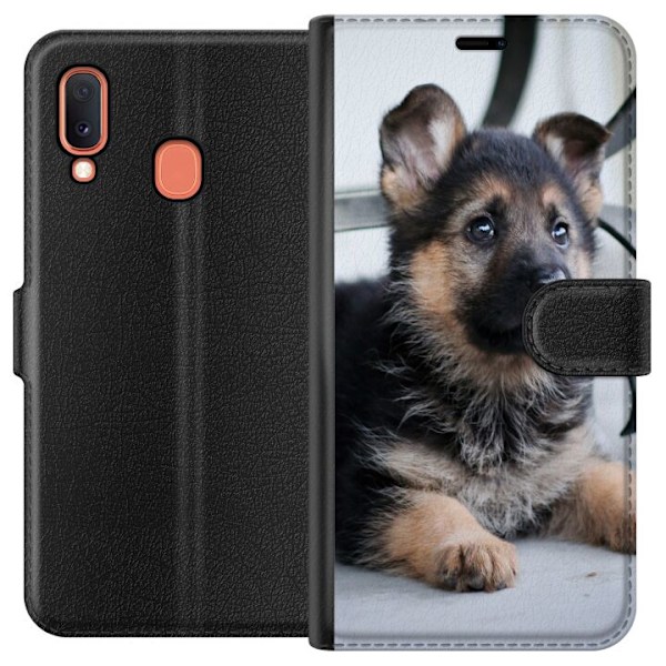 Samsung Galaxy A20e Lompakkokotelo Saksanpaimenkoira Puppy