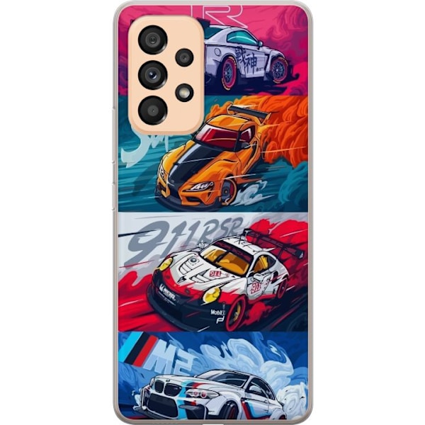 Samsung Galaxy A53 5G Läpinäkyvä kuori Nopeat Autot - Piirretty Kuvio Toiminnalla