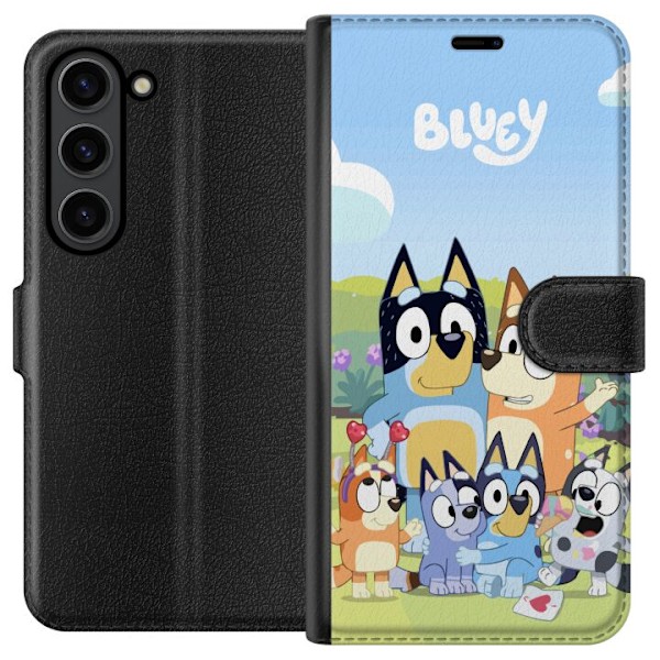 Samsung Galaxy S24+ Plånboksfodral Bluey mobilskal med hela familjen i färgglad design