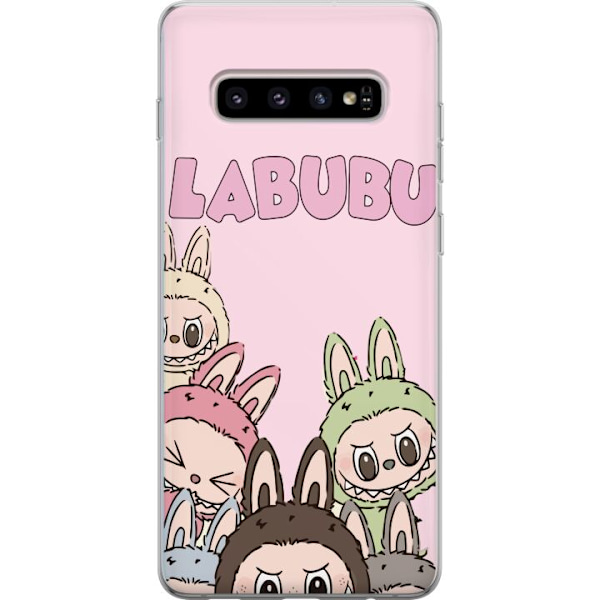 Samsung Galaxy S10+ Genomskinligt Skal Labubu Pop Mart Karaktärer Figurer Samlarobjekt Populär Figurserie Design Pop Mart Toy Art Motiv
