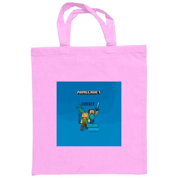 Tygpåse | Hållbar Shoppingväska i Tyg Minecraft Caves Rosa one size