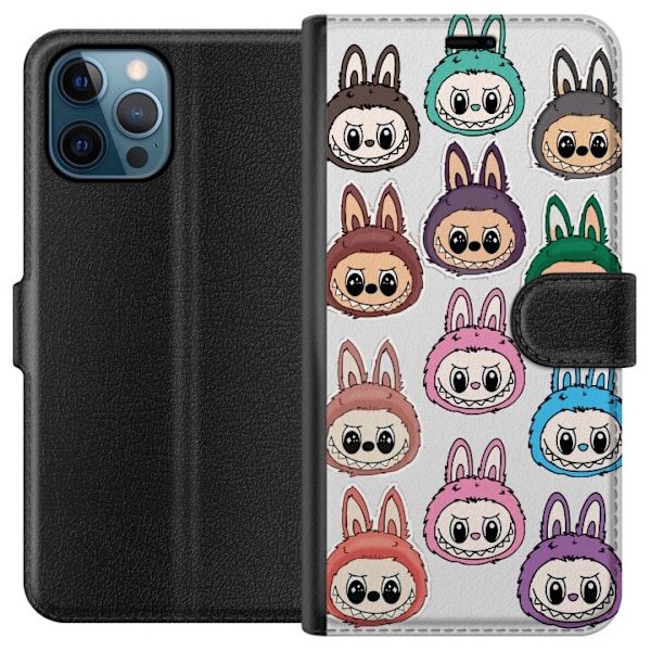 Apple iPhone 12 Pro Tegnebogsetui Labubu Macaron Monster - Nuttet Samlefigur med Stil