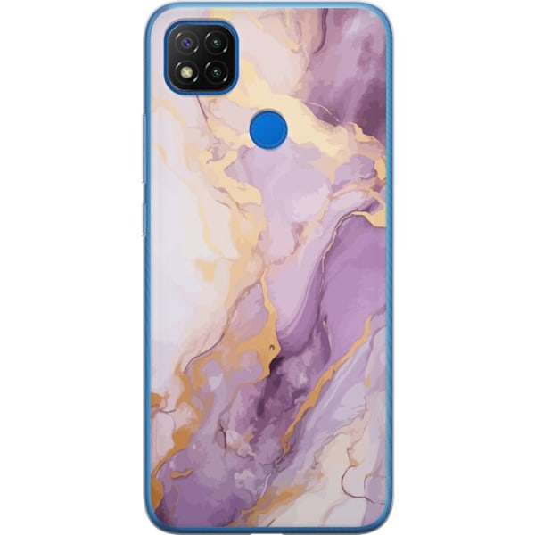 Xiaomi Redmi 9C Läpinäkyvä kuori Marmori Violetti Kulta