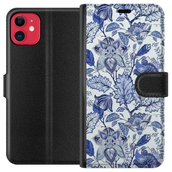 Kompatibel Tegnebogsetui til Apple iPhone 11 Blomster Blå...