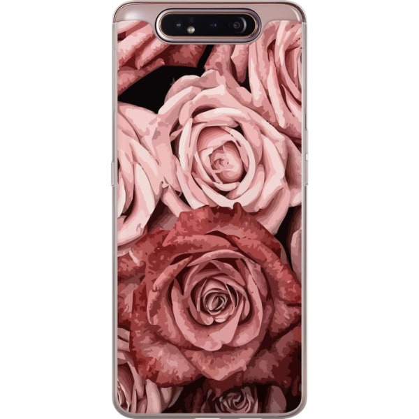 Samsung Galaxy A80 Läpinäkyvä kuori Ruusut