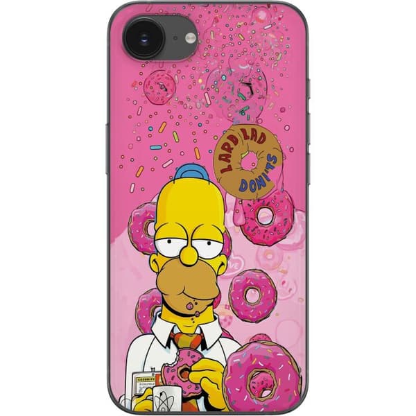 Kompatibel Mobilcover til Apple iPhone 17e Homer Simpson spiser lyserøde donuts mod en farverig baggrund pink