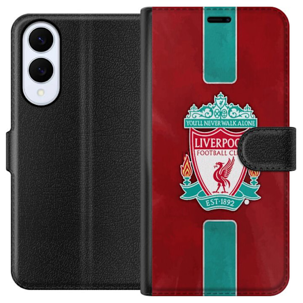 Samsung Galaxy S25 Edge Tegnebogsetui Liverpool FC - Klassisk Fodboldstolthed i Rødt