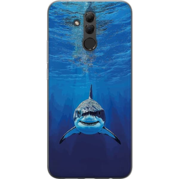 Kompatibelt Mobilskal till Huawei Mate 20 lite Närbild av en vithaj under vattnet blå