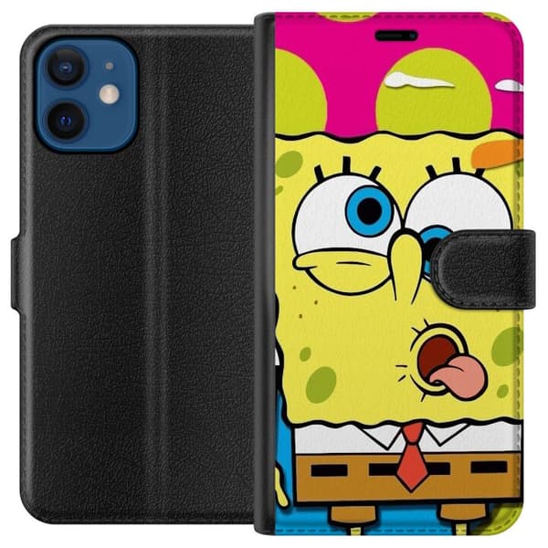 Kompatibelt Plånboksfodral till Apple iPhone 12 mini Svampbob Fyrkant