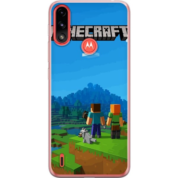 Motorola Moto E7 Power Läpinäkyvä kuori Minecraft Key Art