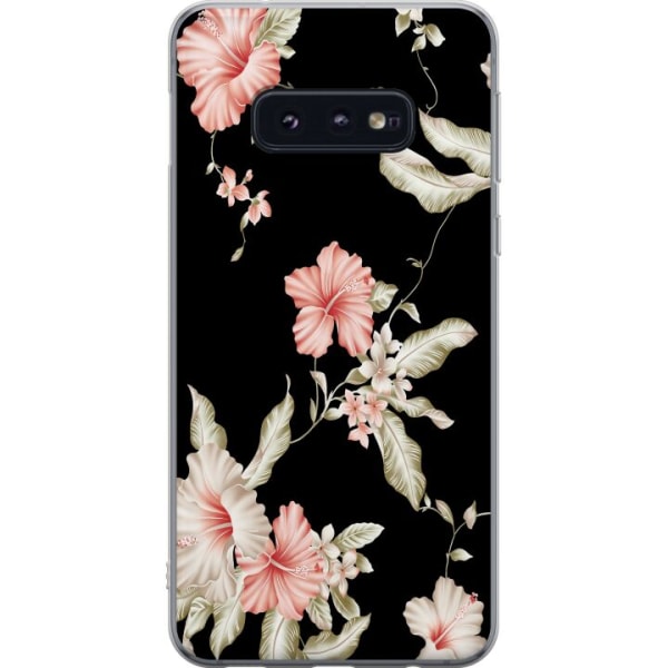 Samsung Galaxy S10e Gennemsigtig cover Floral Mønster Sort