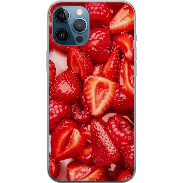 Apple iPhone 12 Pro Max Läpinäkyvä kuori Mansikkakuviointi - makea motiivi kesäfiiliksellä