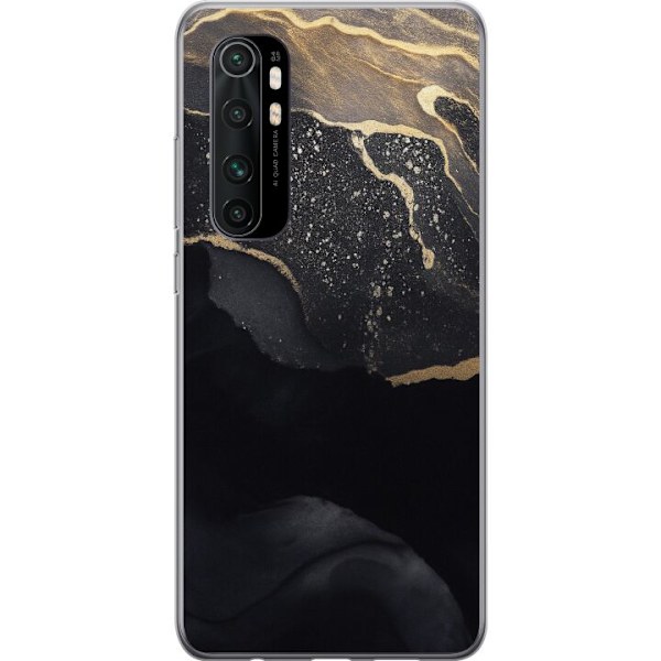 Xiaomi Mi Note 10 Lite Läpinäkyvä kuori Musta kulta abstrakti