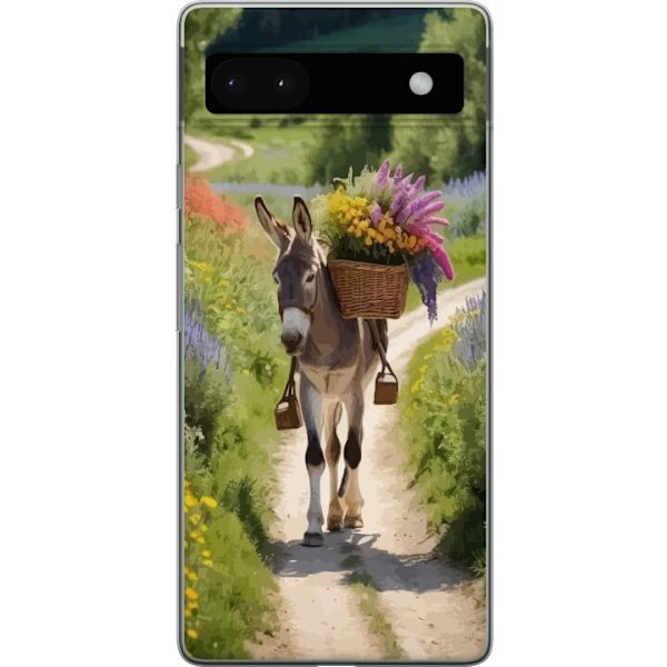 Google Pixel 6a Läpinäkyvä kuori Aasi Eläinaihe Rauhallinen Suunnittelu Luontoaihe Suosittu Koristelu Huumori Graafinen Eläinteema Eksoottinen