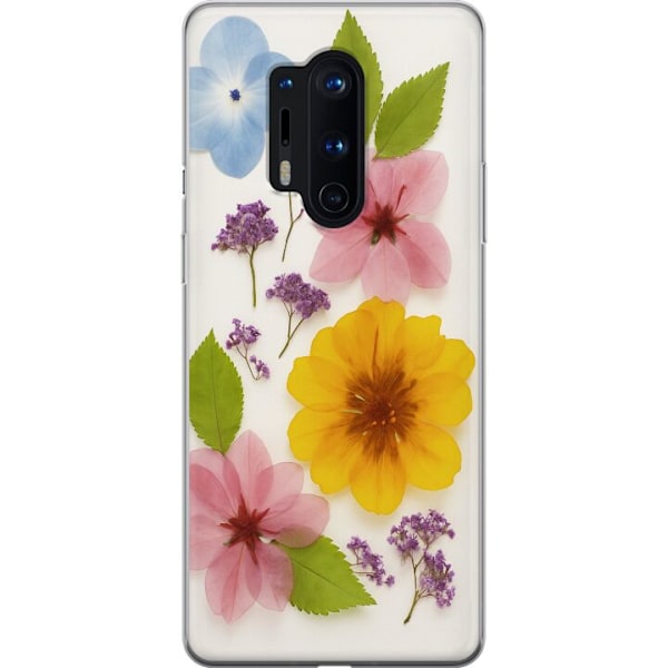OnePlus 8 Pro Läpinäkyvä kuori Painetut kukat