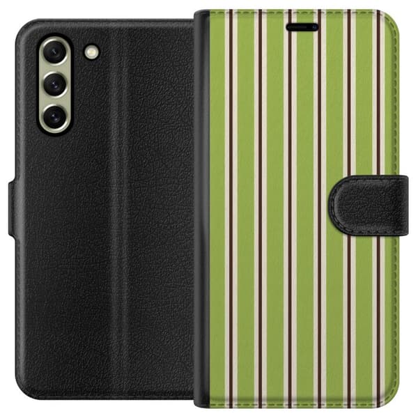 Kompatibelt Plånboksfodral till Samsung Galaxy S21 FE 5G Matcha Stripe grön