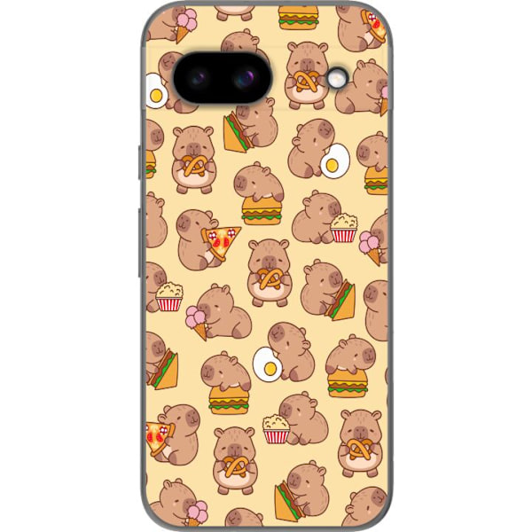Google Pixel 8a Gennemsigtig cover Kawaii capybara mobilcover med flere søde figurer
